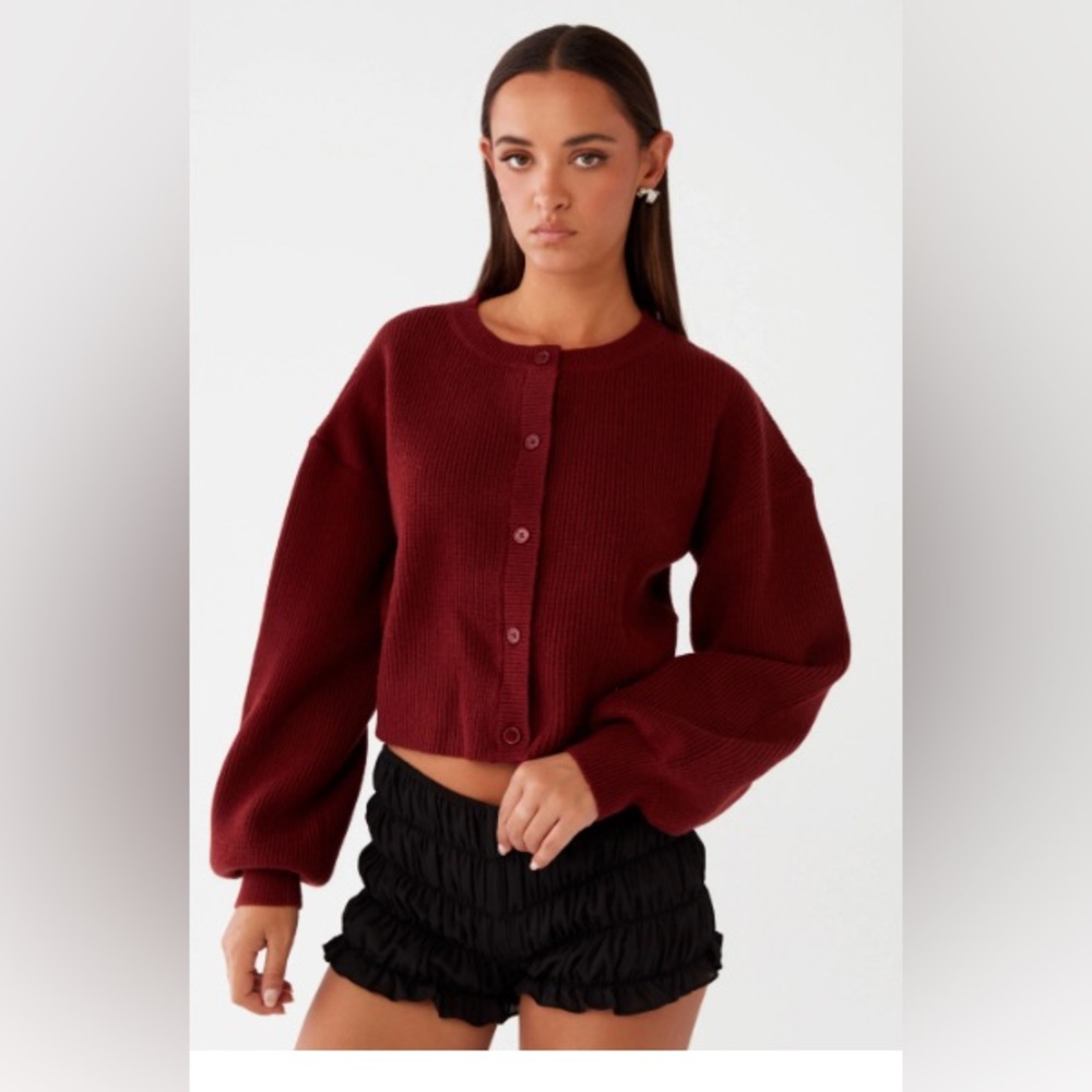 Burgundy Sweater Cardigan from Peppermayo